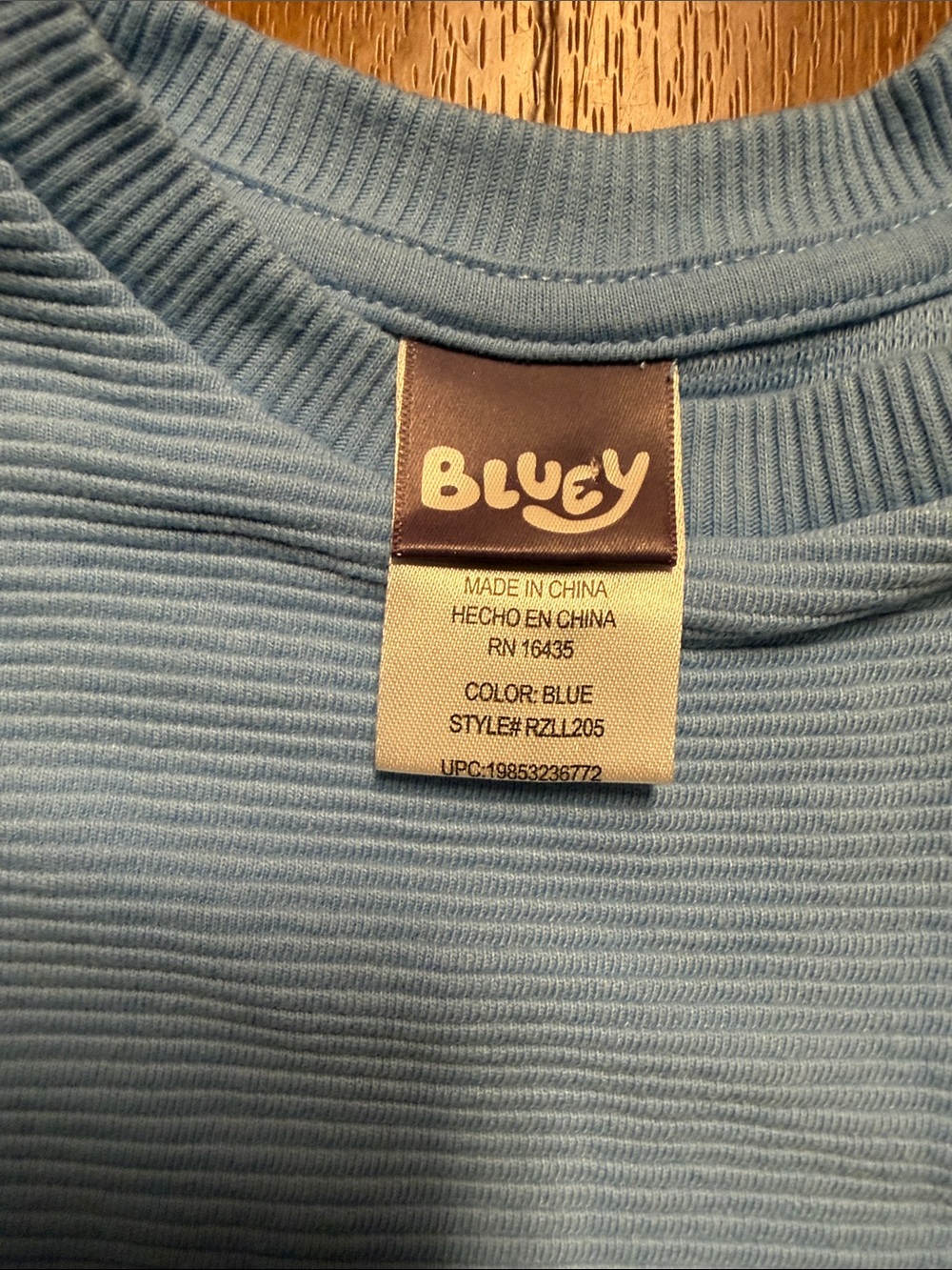 Bluey Blue Ribbed Kids Jogger Set Embroidery On Top And Bottom Size 3-6 Months - Picture 5 of 7